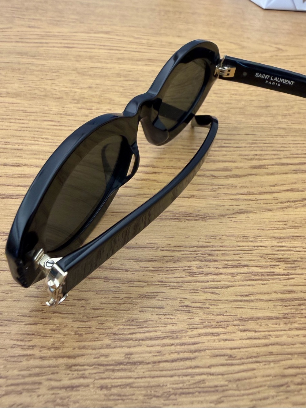 Saint Laurent Black Round Acetate Sunglasses